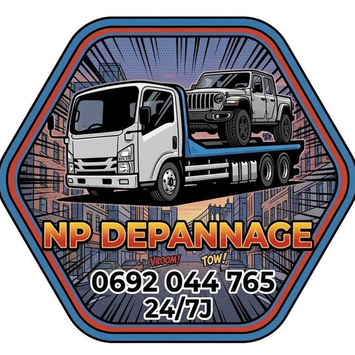 Logo NP Dépannage, camion plateau